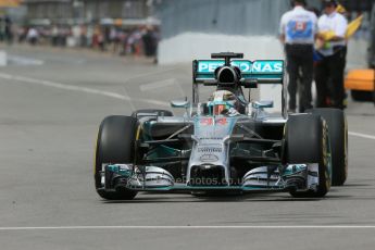 World © Octane Photographic Ltd. Friday 6th June 2014. Canada - Circuit Gilles Villeneuve, Montreal. Formula 1 Practice 2. Mercedes AMG Petronas F1 W05 Hybrid – Lewis Hamilton. Digital Ref: 0979LB1D3862