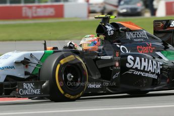 World © Octane Photographic Ltd. Friday 6th June 2014. Canada - Circuit Gilles Villeneuve, Montreal. Formula 1 Practice 2. Sahara Force India VJM07 – Sergio Perez. Digital Ref: 0979LB1D3979