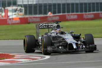 World © Octane Photographic Ltd. Friday 6th June 2014. Canada - Circuit Gilles Villeneuve, Montreal. Formula 1 Practice 2. McLaren Mercedes MP4/29 - Jenson Button. Digital Ref: 0979LB1D4008
