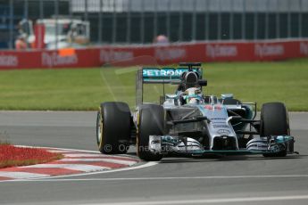 World © Octane Photographic Ltd. Friday 6th June 2014. Canada - Circuit Gilles Villeneuve, Montreal. Formula 1 Practice 2. Mercedes AMG Petronas F1 W05 Hybrid – Lewis Hamilton. Digital Ref: 0979LB1D4020
