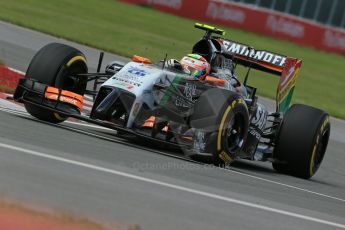 World © Octane Photographic Ltd. Friday 6th June 2014. Canada - Circuit Gilles Villeneuve, Montreal. Formula 1 Practice 2. Sahara Force India VJM07 – Sergio Perez. Digital Ref: 0979LB1D4044