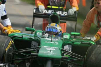 World © Octane Photographic Ltd. Friday 6th June 2014. Canada - Circuit Gilles Villeneuve, Montreal. Formula 1 Practice 2. Caterham F1 Team CT05 – Marcus Ericsson pulls off at turn 3. Digital Ref: 0979LB1D4432