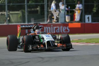 World © Octane Photographic Ltd. Friday 6th June 2014. Canada - Circuit Gilles Villeneuve, Montreal. Formula 1 Practice 2. Sahara Force India VJM07 – Nico Hulkenburg. Digital Ref : 0979LB1D4983