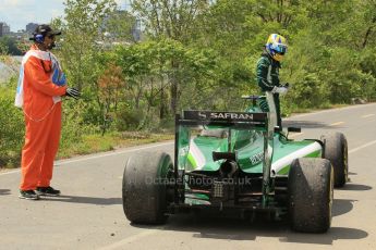 World © Octane Photographic Ltd. Friday 6th June 2014. Canada - Circuit Gilles Villeneuve, Montreal. Formula 1 Practice 2. Caterham F1 Team CT05 – Marcus Ericsson pulls off at turn 3. Digital Ref: 0979LB1D9476