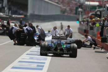 World © Octane Photographic Ltd. Saturday 7th June 2014. Canada - Circuit Gilles Villeneuve, Montreal. Formula 1 Qualifying. Williams Martini Racing FW36 – Valtteri Bottas and Sahara Force India VJM07 – Sergio Perez. Digital Ref: 0983LB1D6218