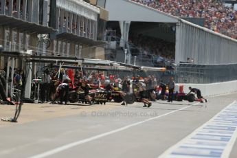 World © Octane Photographic Ltd. Saturday 7th June 2014. Canada - Circuit Gilles Villeneuve, Montreal. Formula 1 Qualifying. Lotus F1 Team E22 - Romain Grosjean and Infiniti Red Bull Racing RB10 – Daniel Ricciardo. Digital Ref: 0983LB1D6288