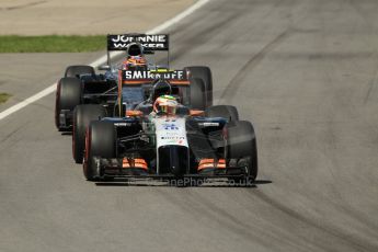 orld © Octane Photographic Ltd. Sunday 8th June 2014. Canada - Circuit Gilles Villeneuve, Montreal. Formula 1 Race. Sahara Force India VJM07 – Sergio Perez. Digital Ref: 0986LB1D0315