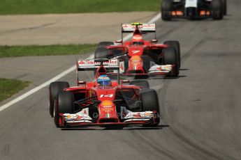 World © Octane Photographic Ltd. Sunday 8th June 2014. Canada - Circuit Gilles Villeneuve, Montreal. Formula 1 Race. Scuderia Ferrari F14T - Fernando Alonso followed by team mate Kimi Raikkonen. Digital Ref: 0986LB1D0443