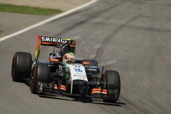 World © Octane Photographic Ltd. Sunday 8th June 2014. Canada - Circuit Gilles Villeneuve, Montreal. Formula 1 Race. Sahara Force India VJM07 – Sergio Perez. Digital Ref: 0986LB1D0541