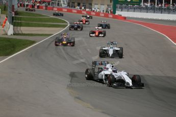 World © Octane Photographic Ltd. Sunday 8th June 2014. Canada - Circuit Gilles Villeneuve, Montreal. Formula 1 Race - Green Flag Lap. Williams Martini Racing FW36 – Valtteri Bottas Digital Ref: 0986LB1D8070