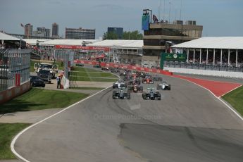 World © Octane Photographic Ltd. Sunday 8th June 2014. Canada - Circuit Gilles Villeneuve, Montreal. Formula 1 Race. Mercedes AMG Petronas F1 W05 Hybrid - Nico Rosberg leads race start. Digital Ref: 0986LB1D8137