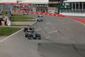 World © Octane Photographic Ltd. Sunday 8th June 2014. Canada - Circuit Gilles Villeneuve, Montreal. Formula 1 Race. Mercedes AMG Petronas F1 W05 Hybrid - Nico Rosberg leads under safety car. Digital Ref: 0986LB1D8319