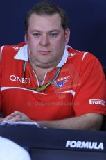 World © Octane Photographic Ltd. Friday 6th June 2014. Canada - Circuit Gilles Villeneuve, Montreal. Team personnel press conference. Marussia F1 Team Chief Engineer - Dave Greenwood. Digital Ref: 0980LB1D5120