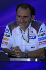 World © Octane Photographic Ltd. Friday 6th June 2014. Canada - Circuit Gilles Villeneuve, Montreal. Team personnel press conference. Sauber Head of Track Engineering – Giampaolo Dall'Ara. Digital Ref: 0980LB1D5126