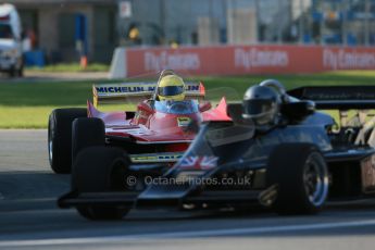 World © Octane Photographic Ltd. Saturday 7th June 2014. Canada - Circuit Gilles Villeneuve, Montreal. Historic Grand Prix (HGP) Race 1. Ex-Mario Andretti 1976 Lotus 77 – Chris Locke and Ex-Gilles Villeneuve/Jody Sheckter 1980 Ferrari 312T5 – Larry Kinch. Digital Ref: 0984LB1D6774