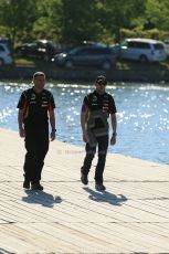 World © Octane Photographic Ltd. Saturday 7th June 2014. Canada - Circuit Gilles Villeneuve, Montreal. Formula 1 Paddock. Lotus F1 Team E22 – Pastor Maldonado. Digital Ref: 0981LB1D5246