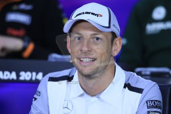 World © Octane Photographic Ltd. Formula 1 Canada – Circuit Gilles Villeneuve, Montreal. Thursday 5th June 2014. Drivers’ press conference. McLaren Mercedes - Jenson Button. Digital Ref : 0977LB1D1032