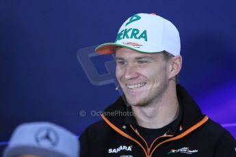 World © Octane Photographic Ltd. Formula 1 Canada – Circuit Gilles Villeneuve, Montreal. Thursday 5th June 2014. Drivers’ press conference. Sahara Force India VJM07 – Nico Hulkenburg. Digital Ref : 0977LB1D1063