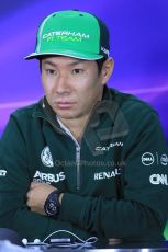 World © Octane Photographic Ltd. Formula 1 Canada – Circuit Gilles Villeneuve, Montreal. Thursday 5th June 2014. Drivers’ press conference. Caterham F1 Team – Kamui Kobayashi. Digital Ref : 0977LB1D1401