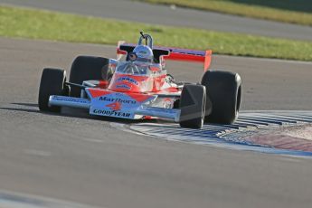 World © Octane Photographic Ltd. Donington Park general unsilenced test day, 13th February 2014. FIA Historic Formula 1 (F1) Championship - Ex-James Hunt McLaren M23 - Charlie Nearburg. Digital Ref : 0891cb1d4380
