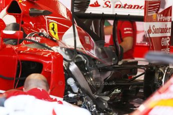 World © Octane Photographic Ltd. Friday 18th July 2014. Post F1 practice 1 pitlane – German GP - Hockenheim. Scuderia Ferrari F14T engine and sidepod detail. Digital Ref : 1039CB7D4716