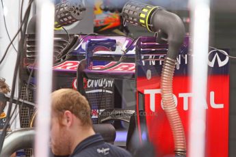 World © Octane Photographic Ltd. Friday 18th July 2014. Post F1 practice 1 pitlane – German GP - Hockenheim. Infiniti Red Bull Racing RB10 rear wing. Digital Ref : 1039CB7D4756