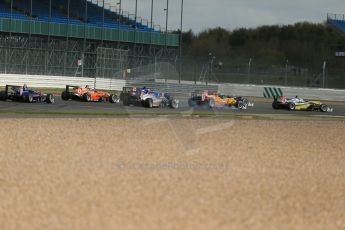 World © Octane Photographic Ltd. FIA European F3 Championship, Silverstone, UK, April 19th 2014 - Race 1. Jagonya Ayam with Carlin – Dallara F312 Volkswagen – Sean Gelael pushing hard behind Van Amersfoort Racing – Dallara F312 Volkswagen – Gustavo Menezes. . Digital Ref : 0909lb1d6834