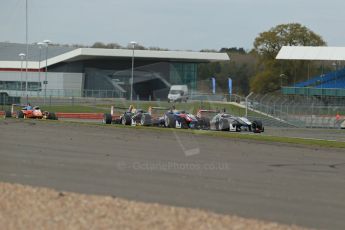 World © Octane Photographic Ltd. FIA European F3 Championship, Silverstone, UK, April 19th 2014 - Race 1. Van Amersfoort Racing – Dallara F312 Volkswagen – Jules Szymkowiak and Team West-Tec F3 – Dallara F312 Mercedes – Hector Hurst go wheel to wheel. Digital Ref : 0909lb1d6958