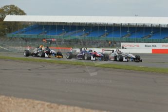 World © Octane Photographic Ltd. FIA European F3 Championship, Silverstone, UK, April 19th 2014 - Race 1. Van Amersfoort Racing – Dallara F312 Volkswagen – Jules Szymkowiak and Team West-Tec F3 – Dallara F312 Mercedes – Hector Hurst go wheel to wheel. Digital Ref : 0909lb1d6963