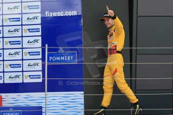 World © Octane Photographic Ltd. FIA European F3 Championship, Silverstone, UK, April 19th 2014 - Race 1. 1st - Jagonya Ayam with Carlin, Tom Blomqvist walks on to the podium. Digital  Digital Ref : 0909lb1d6977