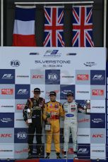 World © Octane Photographic Ltd. FIA European F3 Championship, Silverstone, UK, April 19th 2014 - Race 1. 1st - Jagonya Ayam with Carlin, Tom Blomqvist. 2nd  - Prema Powerteam - Esteban Ocon. 3rd Carlin - Jordan King. Digital  Digital Ref : 0909lb1d7119