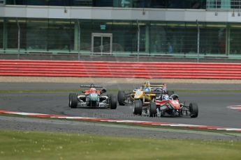 World © Octane Photographic Ltd. FIA European F3 Championship, Silverstone, UK, April 19th 2014 - Race 2. Prema Powerteam - Dallara F312 Mercedes – Nicholas Latifi followed by Prema Powerteam - Dallara F312 Mercedes – Antonio Fuoco and Jagonya Ayam with Carlin – Dallara F312 Volkswagen – Tom Blomqvist. Digital Ref : 0910lb1d7170