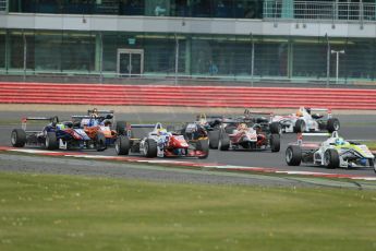 World © Octane Photographic Ltd. FIA European F3 Championship, Silverstone, UK, April 19th 2014 - Race 2. Carlin – Dallara F312 Volkswagen – Jake Dennis - Race Start. Digital Ref : 0910lb1d7193