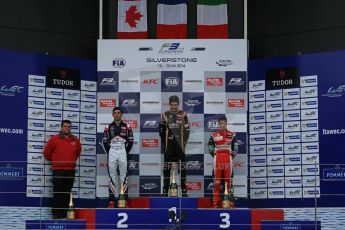 World © Octane Photographic Ltd. FIA European F3 Championship, Silverstone, UK, April 19th 2014 - Race 2. Prema Powerteam - Dallara F312 Mercedes – Nicholas Latifi, Prema Powerteam - Dallara F312 Mercedes – Esteban Ocon and Prema Powerteam - Dallara F312 Mercedes – Antonio Fuoco. Rene Rosin - team boss - Prema Powersport. Digital Ref : 0910lb1d7443