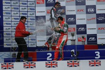 World © Octane Photographic Ltd. FIA European F3 Championship, Silverstone, UK, April 19th 2014 - Race 2. Prema Powerteam - Dallara F312 Mercedes – Nicholas Latifi, Prema Powerteam - Dallara F312 Mercedes – Esteban Ocon and Prema Powerteam - Dallara F312 Mercedes – Antonio Fuoco. Rene Rosin - team boss - Prema Powersport. Digital Ref : 0910lb1d7472