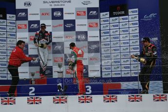 World © Octane Photographic Ltd. FIA European F3 Championship, Silverstone, UK, April 19th 2014 - Race 2. Prema Powerteam - Dallara F312 Mercedes – Nicholas Latifi, Prema Powerteam - Dallara F312 Mercedes – Esteban Ocon and Prema Powerteam - Dallara F312 Mercedes – Antonio Fuoco. Rene Rosin - team boss - Prema Powersport. Digital Ref : 0910lb1d7488