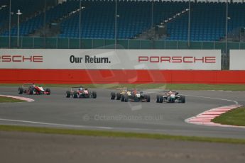 World © Octane Photographic Ltd. FIA European F3 Championship, Silverstone, UK, April 20th 2014 - Race 3. Prema Powerteam - Dallara F312 Mercedes – Antonio Fuoco and Esteban Ocon lead the pack on the opening lap. Digital Ref : 0911lb1d1539