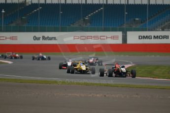 World © Octane Photographic Ltd. FIA European F3 Championship, Silverstone, UK, April 20th 2014 - Race 3. Prema Powerteam - Dallara F312 Mercedes – Esteban Ocon and Jagonya Ayam with Carlin – Dallara F312 Volkswagen – Tom Blomqvist. Digital Ref : 0911lb1d1599