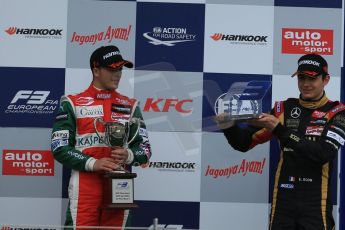World © Octane Photographic Ltd. FIA European F3 Championship, Silverstone, UK, April 20th 2014 - Race 3. 1st - Prema Powerteam - Dallara F312 Mercedes – Antonio Fuoco and 3nd - Esteban Ocon. Digital Ref : 0911lb1d7832