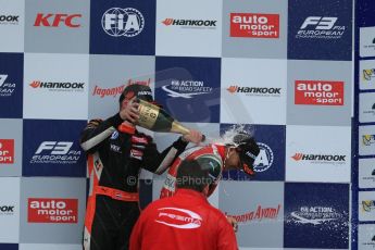 World © Octane Photographic Ltd. FIA European F3 Championship, Silverstone, UK, April 20th 2014 - Race 3. 1st - Prema Powerteam - Dallara F312 Mercedes – Antonio Fuoco, 2nd - Van Amersfoort Racing – Dallara F312 Volkswagen – Max Verstappen and 2nd - Van Amersfoort Racing – Dallara F312 Volkswagen – Max Verstappen. Rene Rosin - team boss - Prema Powersport. Digital Ref : 0911lb1d7882