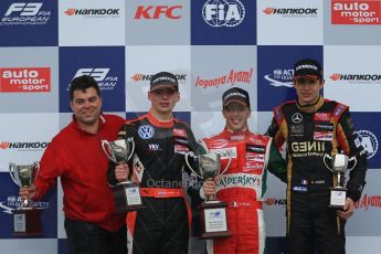 World © Octane Photographic Ltd. FIA European F3 Championship, Silverstone, UK, April 20th 2014 - Race 3. 1st - Prema Powerteam - Dallara F312 Mercedes – Antonio Fuoco, 2nd - Van Amersfoort Racing – Dallara F312 Volkswagen – Max Verstappen and 3rd - Prema Powerteam - Dallara F312 Mercedes – Esteban Ocon. Rene Rosin - team boss - Prema Powersport. Digital Ref : 0911lb1d7896