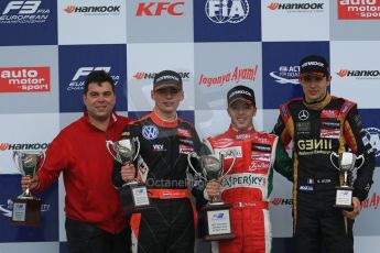 World © Octane Photographic Ltd. FIA European F3 Championship, Silverstone, UK, April 20th 2014 - Race 3. 1st - Prema Powerteam - Dallara F312 Mercedes – Antonio Fuoco, 2nd - Van Amersfoort Racing – Dallara F312 Volkswagen – Max Verstappen and 3rd - Prema Powerteam - Dallara F312 Mercedes – Esteban Ocon. Rene Rosin - team boss - Prema Powersport. Digital Ref : 0911lb1d7903