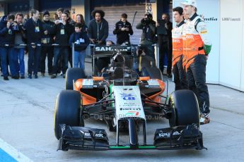 World © Octane Photographic Ltd. 2014 Formula 1 Winter Testing, Circuito de Velocidad, Jerez. Tuesday 27th January 2014. Sahara Force India VJM07 launched by Nico Hulkenburg and Sergio Perez. Digital Ref: 0883lb1d0010