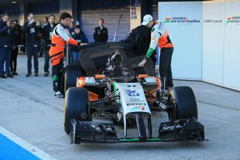 World © Octane Photographic Ltd. 2014 Formula 1 Winter Testing, Circuito de Velocidad, Jerez. Tuesday 27th January 2014. Sahara Force India VJM07 launched by Nico Hulkenburg and Sergio Perez. Digital Ref: 0883lb1d9956