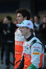 World © Octane Photographic Ltd. 2014 Formula 1 Winter Testing, Circuito de Velocidad, Jerez. Tuesday 27th January 2014. Sahara Force India VJM07 launched by Nico Hulkenburg and Sergio Perez. Digital Ref: 0883lb1d9990