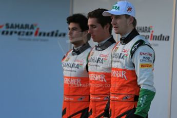 World © Octane Photographic Ltd. 2014 Formula 1 Winter Testing, Circuito de Velocidad, Jerez. Tuesday 27th January 2014. Sahara Force India VJM07 launched by Nico Hulkenburg, Sergio Perez and Daniel Juncadella. Digital Ref: 0883lb1d9993