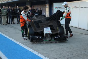 World © Octane Photographic Ltd. 2014 Formula 1 Winter Testing, Circuito de Velocidad, Jerez. Tuesday 27th January 2014. Sahara Force India VJM07 launched by Nico Hulkenburg and Sergio Perez. Digital Ref: 0883lw7d7387