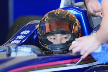 World © Octane Photographic Ltd. Cooper Tyres British Formula 3 Media Day, Castle Donington, Tuesday 8th April 2014. Carlin - Dallara F310 Volkwagen - Peter Li Zhi Cong. Digital Ref : 0903lb1d3622