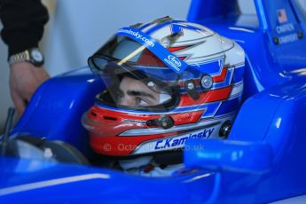 World © Octane Photographic Ltd. Cooper Tyres British Formula 3 Media Day, Castle Donington, Tuesday 8th April 2014. Double R Racing - Dallara F308 Mercedes HWA – Camren Kaminsky. Digital Ref : 0903lb1d3625