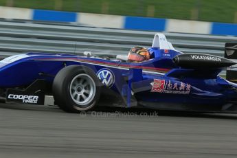 World © Octane Photographic Ltd. Cooper Tyres British Formula 3 Media Day, Castle Donington, Tuesday 8th April 2014. Carlin - Dallara F310 Volkwagen - Peter Li Zhi Cong. Digital Ref : 0903lb1d3930